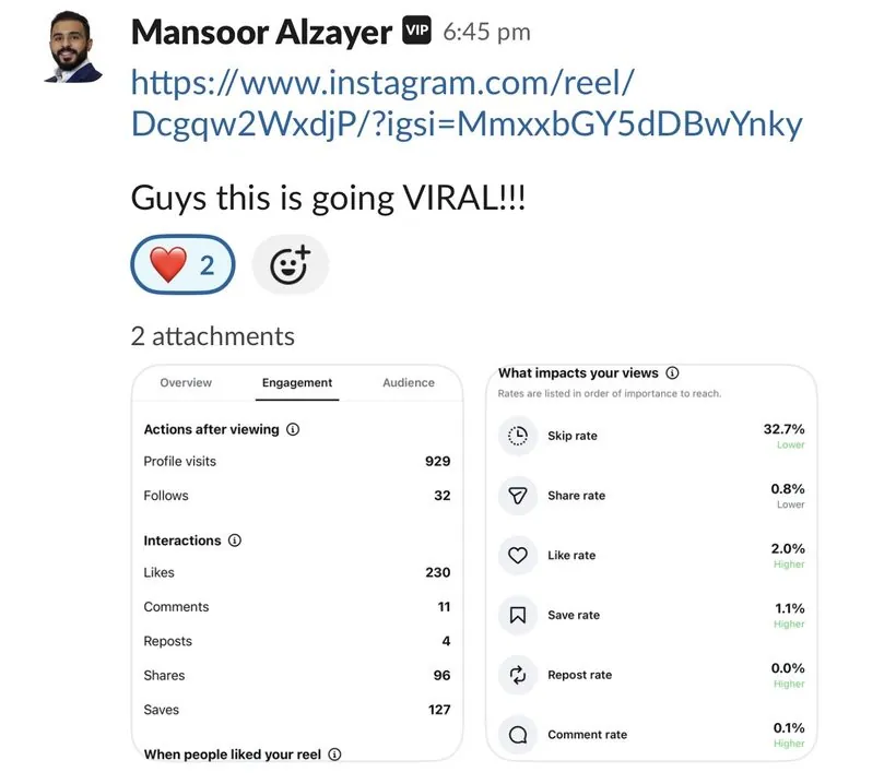 Client message, Slack · Mansoor